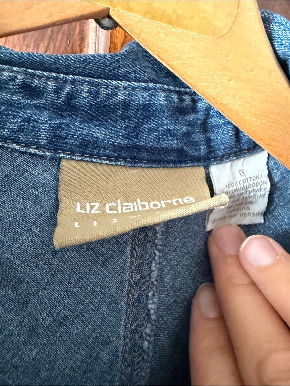 Vintage Liz Claiborne 100% Cotton Denim Button Down Dress - Picture 5 of 8